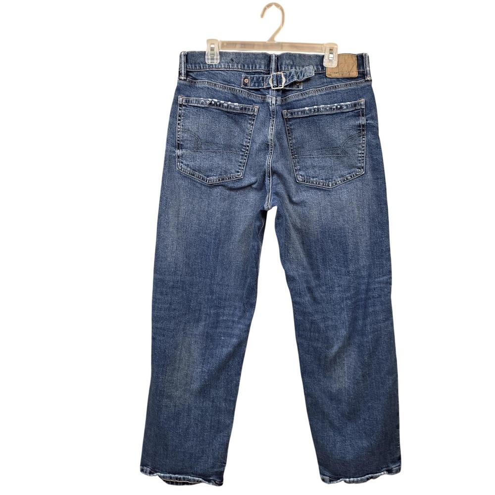 American Eagle Ex-Boyfriend Jeans Women 12 Blue High Rise Relaxed Strigid - Picture 3 of 9
